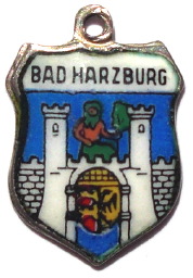 BAD HARZBURG, Germany - Vintage Silver Enamel Travel Shield Charm